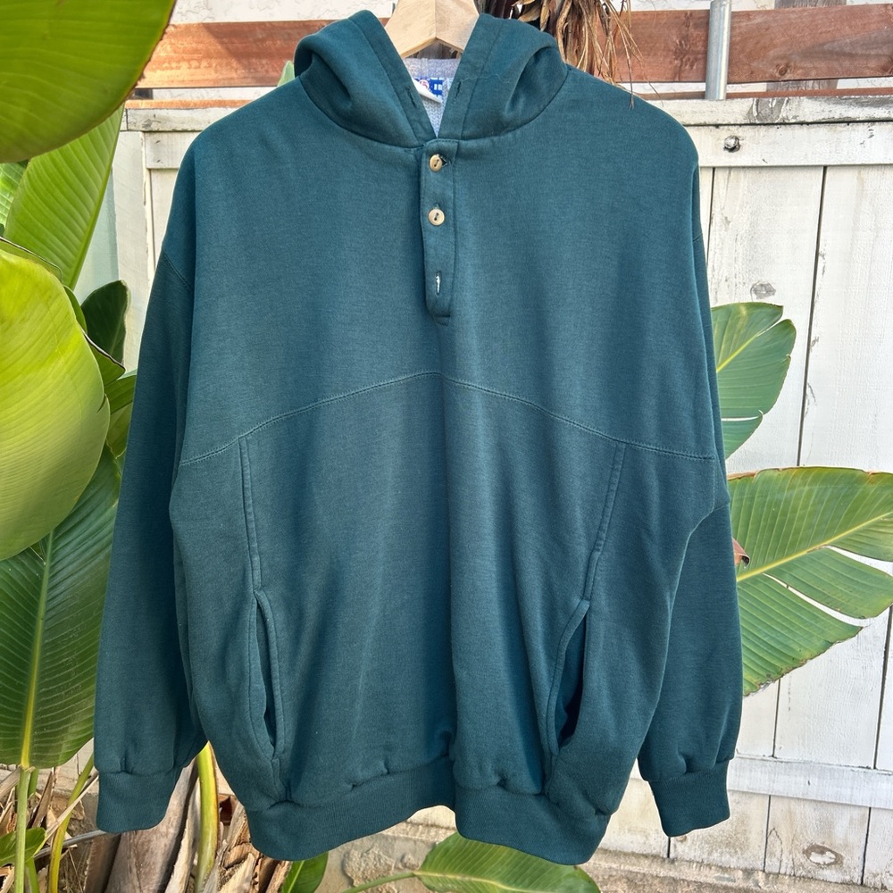 Vintage 90s Pro Spirit Green Hoodie Sweatshirt Pullover L USA